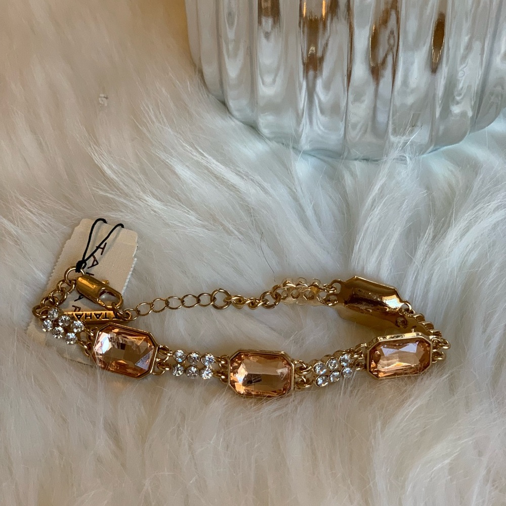 Tahari Faux Diamond Bracelet Gold Tone